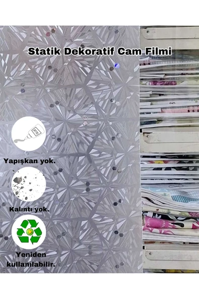 Cam Filmi Kaplama Statik Folyo  Buzlu Desenli Duşa Kabin Pencere Ofis Dekorasyon ürün görseli 1