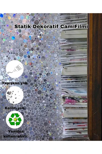 Cam Filmi Kaplama Statik Folyo  Buzlu Desenli Duşa Kabin Pencere Ofis Dekorasyon ürün görseli 1