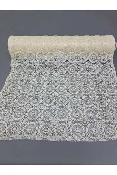 Pvc Küpür Dantel Raf Ve Dolap Örtüsü Runner  (krem) ürün görseli 1