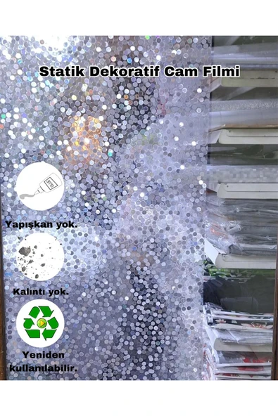 Cam Filmi Kaplama Statik Folyo  Buzlu Desenli Duşa Kabin Pencere Ofis Dekorasyon ürün görseli 1