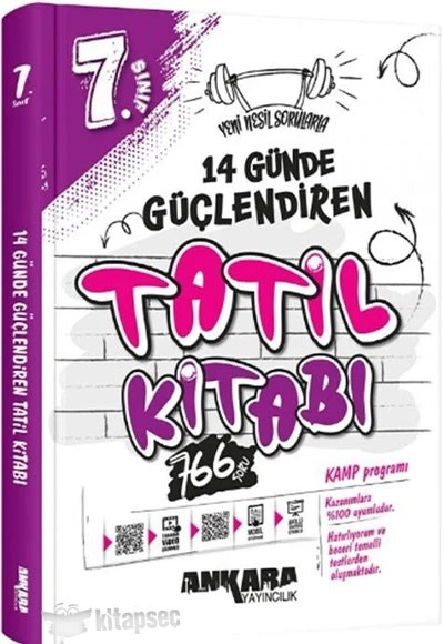7. Sınıf Güçlendiren 14 Günde Tatil Kitabı Ankara Yayıncılık ürün görseli 1