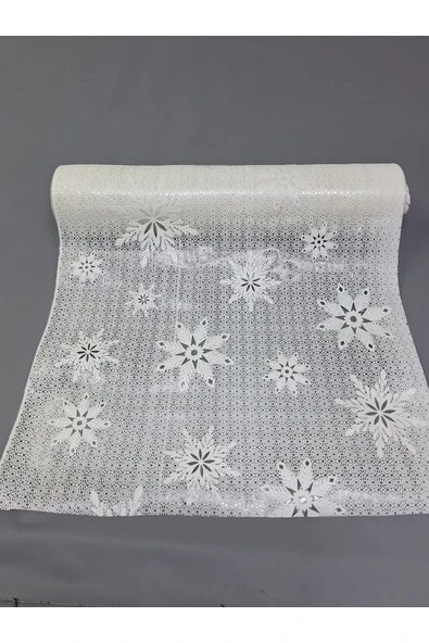 PVC KÜPÜR DANTEL RAF VE DOLAP ÖRTÜSÜ RUNNER  (BEYAZ ) ürün görseli 1