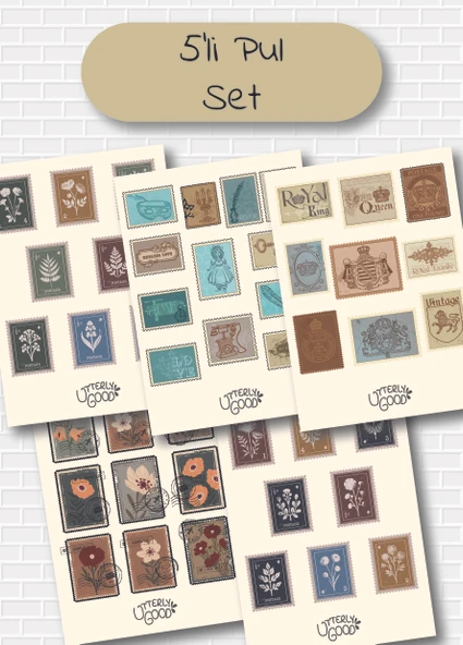 Utterly Good Pul Temalı 5'li Sticker  Bullet Journal  Notebook  Ajanda  Scrapbook Için Uygun Set ürün görseli 1