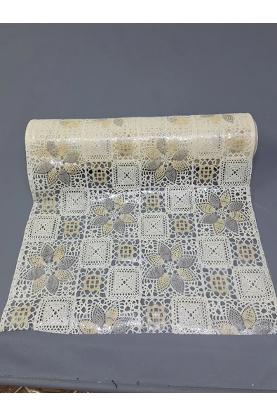 PVC KÜPÜR DANTEL RAF VE DOLAP ÖRTÜSÜ RUNNER  (KREM) ürün görseli 1