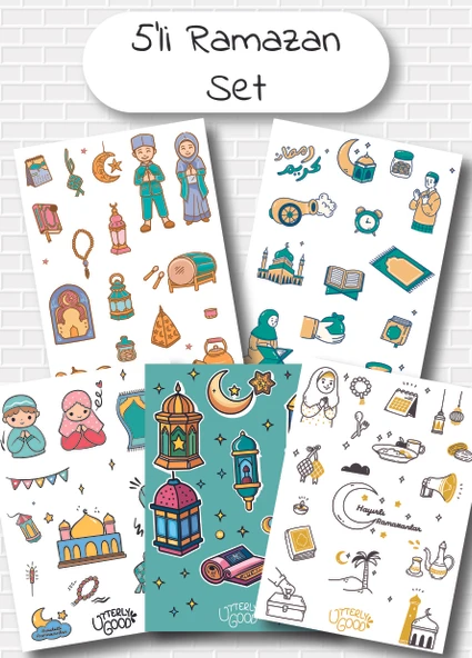 Utterly Good Ramazan Temalı 5'li Sticker Seti  Bullet Journal  Notebook  Ajanda  Scrapbook Için Uygun Set ürün görseli 1