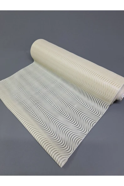 PVC KÜPÜR DANTEL RAF VE DOLAP ÖRTÜSÜ RUNNER  (KREM) - Resim 2