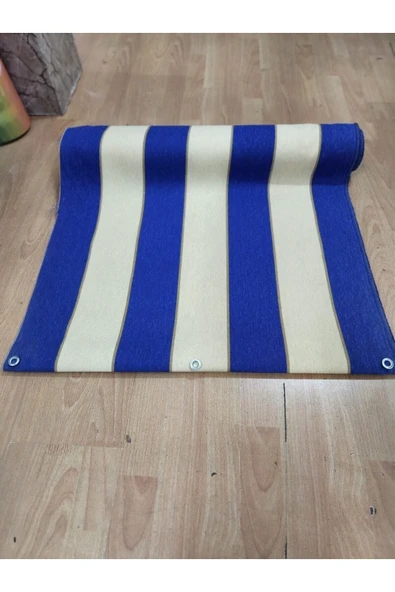 67x150cm Mavi Krem Çizğili Kumaş Balkon Brandası ürün görseli 1