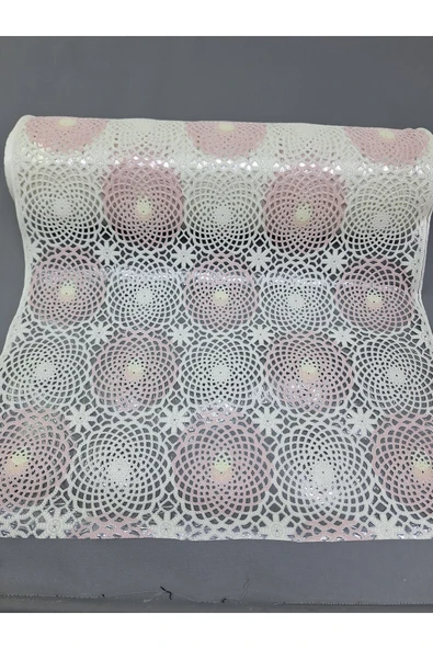 PVC KÜPÜR DANTEL RAF VE DOLAP ÖRTÜSÜ RUNNER  (PEMBE) ürün görseli 1