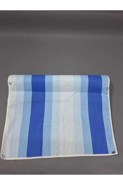 75x100 cm Mavi Lacivert Çizğili  Kumaş Balkon Brandası  Kenarları Biye Dikişli ürün görseli 1