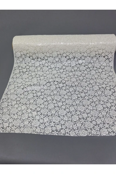PVC KÜPÜR DANTEL RAF VE DOLAP ÖRTÜSÜ RUNNER  (BEYAZ) ürün görseli 1