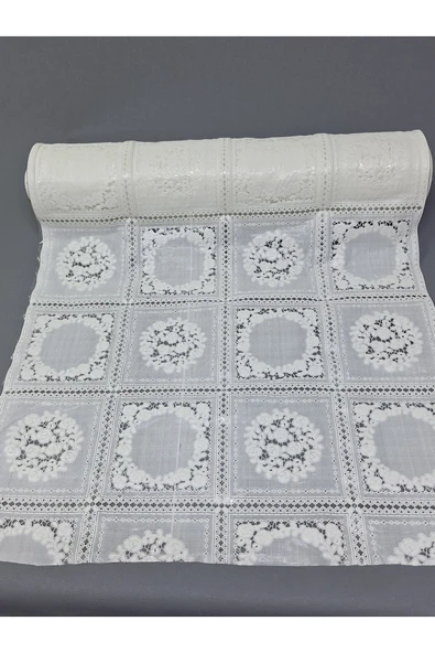 PVC KÜPÜR DANTEL RAF VE DOLAP ÖRTÜSÜ RUNNER  (BEYAZ) ürün görseli 1