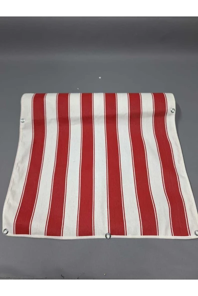 67x150cm Kırmızı Beyaz Çizgili Kumaş Balkon Brandası ürün görseli 1
