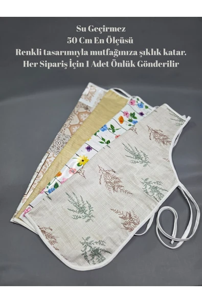 Su Geçirmez PVC Muşamba Önlük çeşitleri - 1 Adet 50 cm Önlük | Renkli, Biyeli Mutfak Önlüğü ürün görseli 1