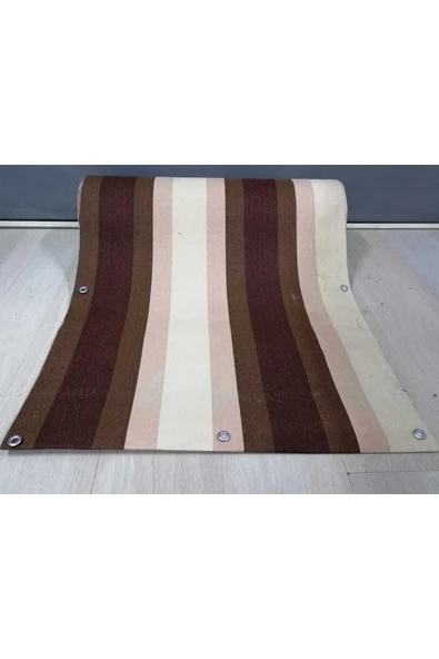 67x150cm Kahve Krem Çizğili Kumaş Balkon Brandası(istediğiniz Ölçü Kadar Adeti Çoğaltabilirsiniz) ürün görseli 1