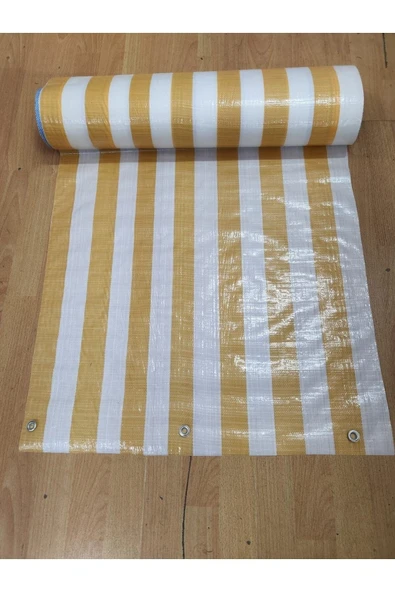 67x150cm Sarı Beyaz Çizğili Pilsa Balkon Brandası(istediğiniz Ölçü Kadar Adeti Çoğaltabilirsiniz ) ürün görseli 1
