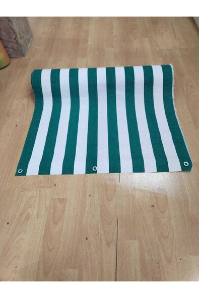 67x150cm Yeşil Beyaz Çizgili Kumaş Balkon Brandası (istediğiniz Ölçü Kadar Adeti Çoğaltabilirsiniz ) ürün görseli 1