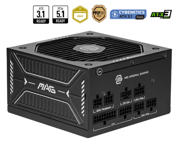 MSI MAG A750GLS PCIE5 750W 80+GOLD POWER SUPPLY ürün görseli 1