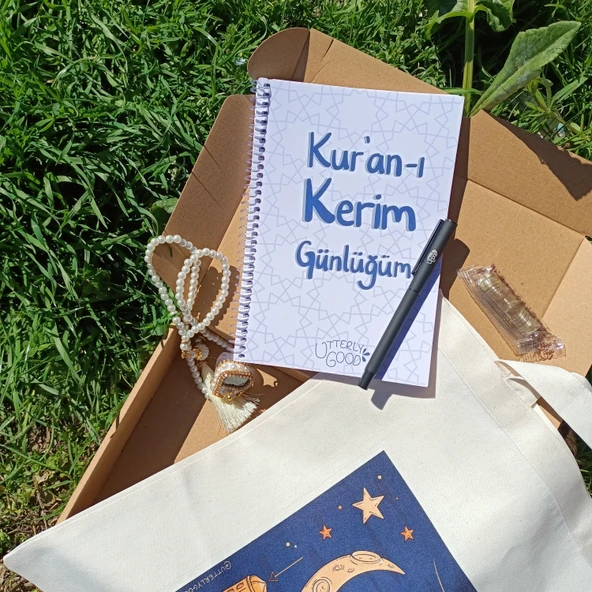 Utterly Good Kur'an-ı Kerim Günlüğüm Manevi Koleksiyon Seti Defter Kalem Zikirmatik Tespih Bez Çanta Hediyeli ürün görseli 1