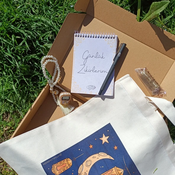 Utterly Good Günlük Zikirlerim Manevi Koleksiyon Seti  Defter  Kalem  Zikirmatik  Tespih  Bez Çanta Hediyeli ürün görseli 1