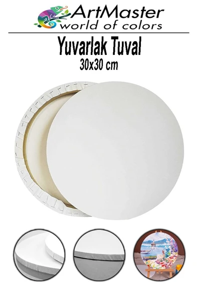 Yuvarlak Tuval 30x30 cm 1 Adet Astarlı Resim Tuvali Arkadan Zımbalı Akrilik Boya Yağlı Boya Resim Çerçevesi ürün görseli 1