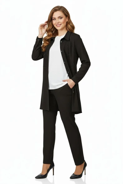 Kadın Taşlı Bluz Pantolon Tunik 3 Lü Takım BGL-ST04733 ürün görseli 1