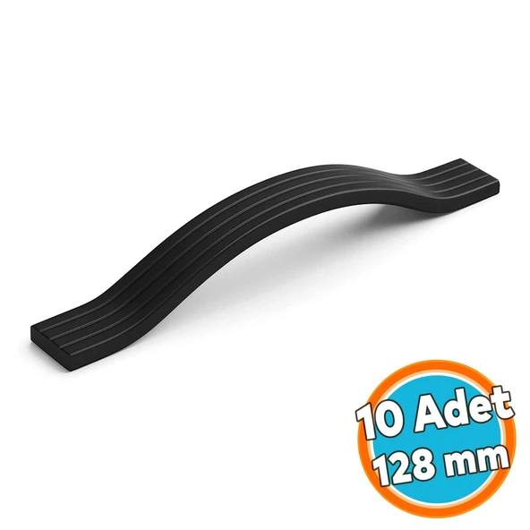 10 Adet Mobilya Çekmece Kolu Mutfak Dolabı ve Kapak Kulpları Dayanıklı Siyah Metal Kulp 128 mm ürün görseli 1