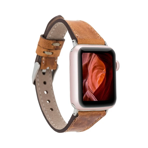 Apple Watch Uyumlu Deri Kordon 38-40-41mm Slim G19 Taba ürün görseli 1