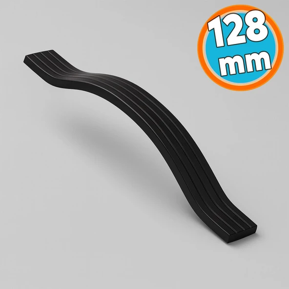 Mobilya Çekmece Kolu Mutfak Dolabı ve Kapak Kulpları Dayanıklı Modern Siyah Metal Kulp 128 mm ürün görseli 1