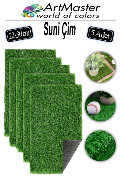 Yapay Çim 20x30 cm 5 Adet A4 Boyutunda Dekoratif Maket Çim Yapay Çim Halı Teraryum Suni Çim ürün görseli 1