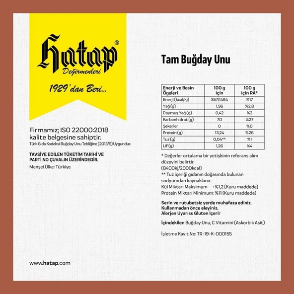 Hatap 25 Kg Tam Buğday Unu - Resim 2
