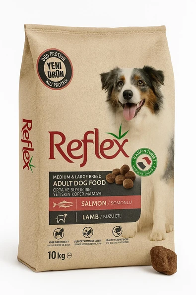 Reflex Duo Proteinli Somonlu ve Kuzu Etli Orta ve Büyük ırk Yetişkin Köpek Maması 10 kg ürün görseli 1