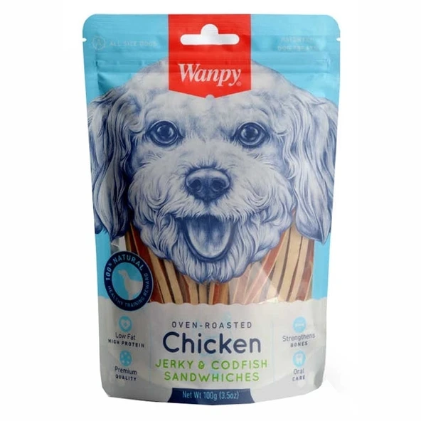 Wanpy Tavuklu Morina Balıklı Sandviç Köpek Ödülü 100Gr ürün görseli 1