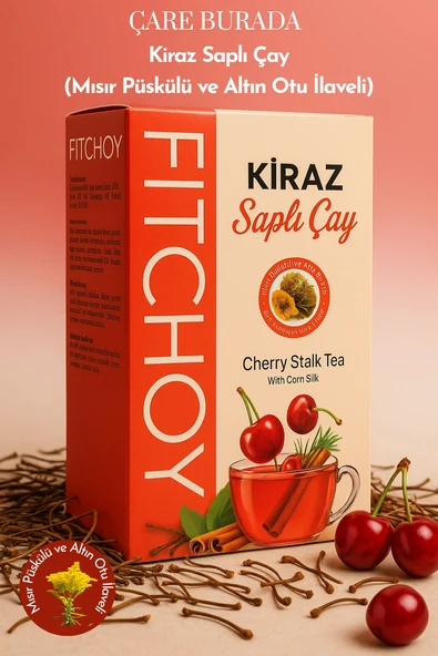 Fitchoy - Kiraz Saplı Çay 90 Gr × 45 Adet (Altın Otu & Mısır Püskülü İlaveli) ürün görseli 1