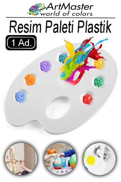 Resim Paleti 1 Adet Plastik Boyama Paleti Godeli Ressam Paleti Akrilik Boya Guaj Boya Suluboya Resim Yapma Boya Paleti ürün görseli 1