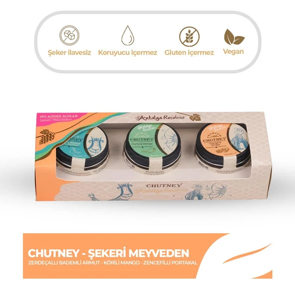 Eşlikçi Chutney 3’lü Set – Şekeri Meyveden | Antalya Reçelcisi ürün görseli 1