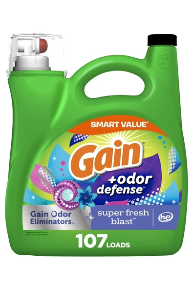 Gain +Odor Defense Sıvı Çamaşır Deterjanı 107 Yıkama 4.55LT ürün görseli 1