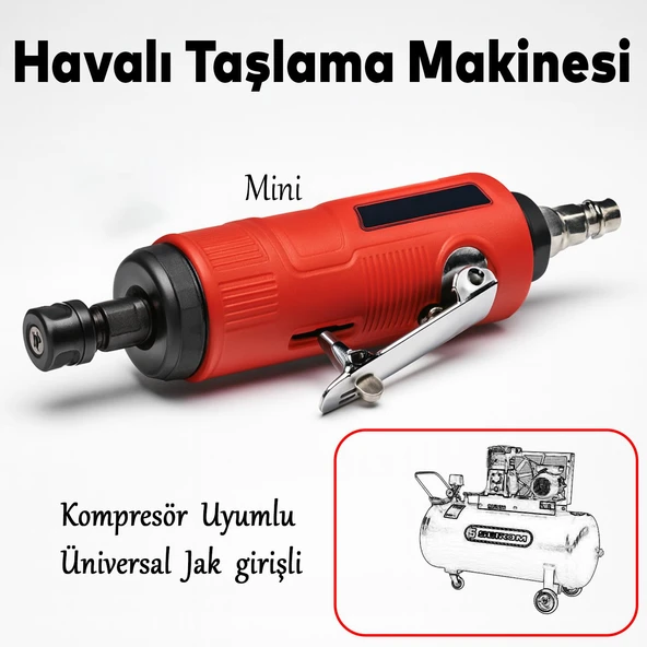 Kompresör Uyumlu Havalı Kalıpçı Taşlama Makinesi Jak Girişli 0.3 HP 25000 Rpm 6.5 Bar 1/4" 6 mm Pens ürün görseli 1