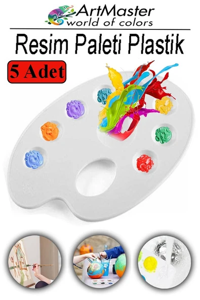 Resim Paleti 5 Adet Plastik Boyama Paleti Godeli Ressam Paleti Akrilik Boya Guaj Boya Suluboya Resim Yapma Boya Paleti ürün görseli 1