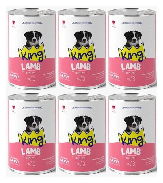 King Et Parçacıklı Kuzu Etli Yavru Köpek Konserve 400 Gr*6 ADET ürün görseli 1