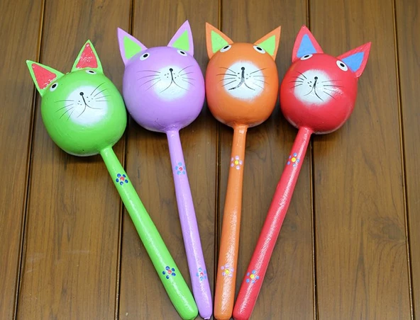 Ahşap Kedi Marakas Tekli ürün görseli 1
