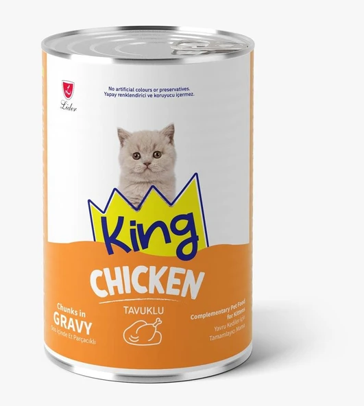 King Et Parçacıklı Tavuklu Yavru Kedi Konserve 400 Gr ürün görseli 1