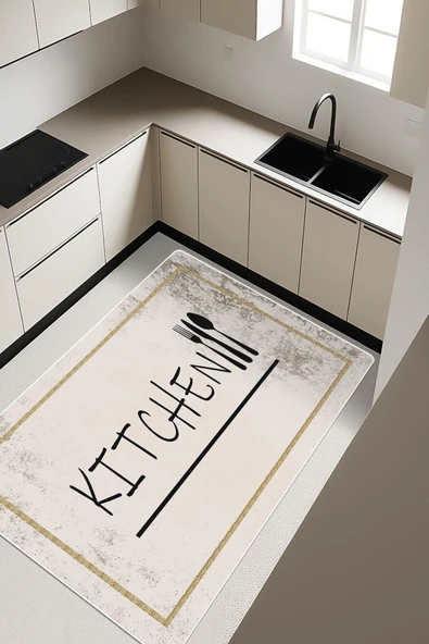 Kitchen Desenli Dijital Baskı Kaymaz Taban Mutfak Halısı H0056 Renkli 80 X 300 ürün görseli 1