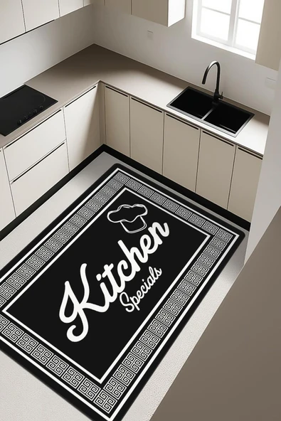 Kitchen Desenli Dijital Baskı Kaymaz Taban Mutfak Halısı H0053 Renkli 140 X 200 ürün görseli 1