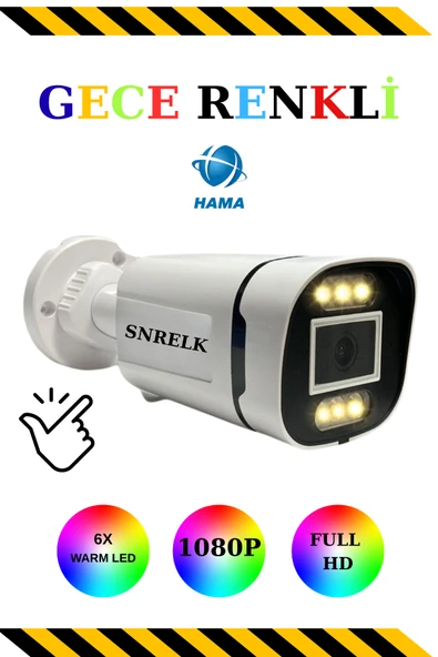 SNRELK GECE RENKLİ 6X LED WARM LIGHT GENİŞ AÇI GÜVENLİK KAMERASI ürün görseli 1