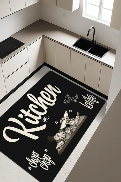 Kitchen Desenli Dijital Baskı Kaymaz Taban Mutfak Halısı H0033 Renkli 80 X 300 ürün görseli 1