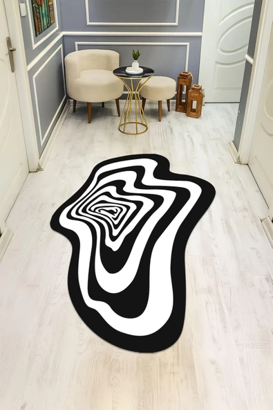 Modern Lazer Kesim Dijital Baskı Kaymaz Taban Halı H0450 RENKLİ 120 X 180 ürün görseli 1