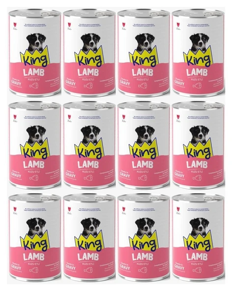 King Et Parçacıklı Kuzu Etli Yavru Köpek Konserve 400 Gr*12 ADET ürün görseli 1