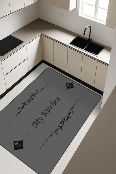 My Kitchen Desenli Dijital Baskı Kaymaz Taban Mutfak Halısı H0052 Renkli 180 X 280 ürün görseli 1