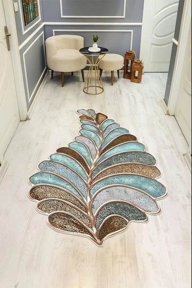 Modern Lazer Kesim Dijital Baskı Kaymaz Taban Halı H0413 RENKLİ 120 X 180 ürün görseli 1