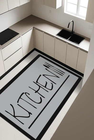 Kitchen Desenli Dijital Baskı Kaymaz Taban Mutfak Halısı H0035 Renkli 160 X 230 ürün görseli 1